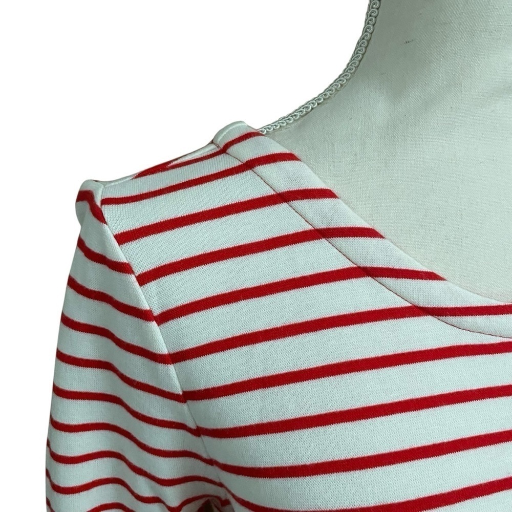J.Crew Factory Red White Stripe Shift Dress Small Nautical Cotton Knit - Picture 3 of 12